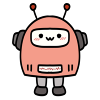 Isolated Cute Robot with a happy smile in transparent background. png