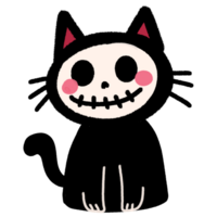 Cute cat grim reaper handdrawing design in transparent background. png