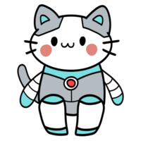 Isolated Cute Cat Robot with a happy smile in transparent background. png