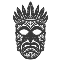 AI generated Silhouette Hawaiian Mask black color only png