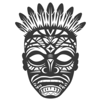 ai genererad silhuett hawaiian mask svart Färg endast png