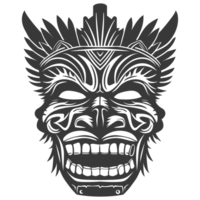 AI generated Silhouette Hawaiian Mask black color only png