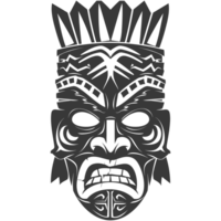 AI generated Silhouette Hawaiian Mask black color only png