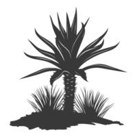 AI generated Silhouette Aloe vera tree in the ground black color only png