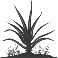 AI generated Silhouette Aloe vera tree in the ground black color only png