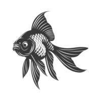 AI generated Silhouette Cute goldfish full body black color only png