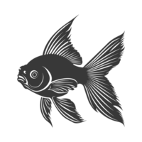 AI generated Silhouette Cute goldfish full body black color only png