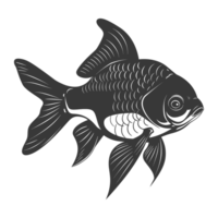 AI generated Silhouette Cute goldfish full body black color only png