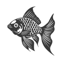 AI generated Silhouette Cute goldfish full body black color only png