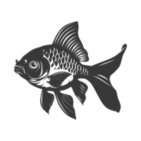 AI generated Silhouette Cute goldfish full body black color only png