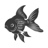 AI generated Silhouette Cute goldfish full body black color only png