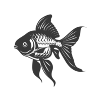 AI generated Silhouette Cute goldfish full body black color only png