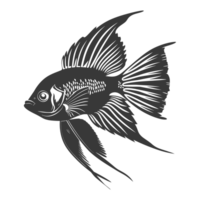 AI generated Silhouette Cute goldfish full body black color only png