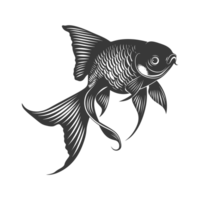 AI generated Silhouette Cute goldfish full body black color only png