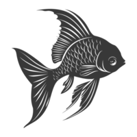 AI generated Silhouette Cute goldfish full body black color only png