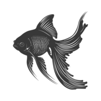 AI generated Silhouette Cute goldfish full body black color only png