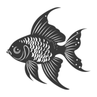 AI generated Silhouette Cute goldfish full body black color only png