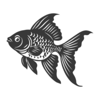 ai generato silhouette carino pesce rosso pieno corpo nero colore solo png