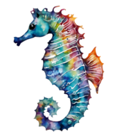 AI generated Watercolor and painting seahorse png