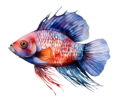 ai generado acuarela y pintura vistoso luchando pescado png