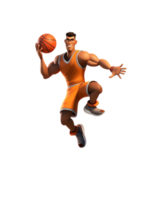 ai genererad basketboll spelare tecknad serie karaktär 3d design isolerat på transparent bakgrund, ai generativ png
