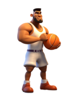 ai generado baloncesto jugador dibujos animados personaje 3d diseño aislado en transparente fondo, ai generativo png