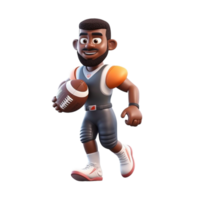 AI generated American football player cartoon character 3d design with transparent background, ai generative png