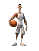 ai generado baloncesto jugador dibujos animados personaje 3d diseño aislado en transparente fondo, ai generativo png