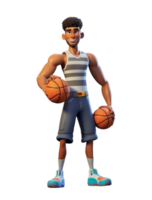 ai gegenereerd basketbal speler tekenfilm karakter 3d ontwerp geïsoleerd Aan transparant achtergrond, ai generatief png