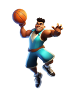 ai généré basketball joueur dessin animé personnage 3d conception isolé sur transparent arrière-plan, ai génératif png