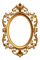 AI generated Decorative vintage frames and borders, Gold photo frame with corner for picture, isolated on transparent background generative ai png