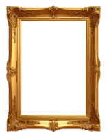 AI generated Decorative vintage frames and borders, Gold photo frame with corner for picture, isolated on transparent background generative ai png