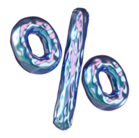 holographisch Prozent Zeichen auf transparent Hintergrund. 3d Rabatt Symbol, irisierend. Farbe Gradient. Verkauf, Besondere Angebot, gut Preis, handeln, Einkaufen. Schnitt aus. Verkauf aus. Prozentsatz. 3d. png