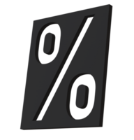 Black percent sign on transparent background. 3D discount symbol. Sale promotion, special offer, good price, deal, shopping. Cut out element. Sale off promotion. Percentage. 3D. png