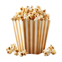 ai generiert Popcorn im gestreift Box isoliert auf transparent Hintergrund png