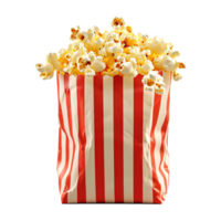 ai gegenereerd popcorn in gestreept doos geïsoleerd Aan transparant achtergrond png