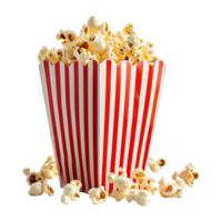 ai genererad popcorn i randig låda isolerat på transparent bakgrund png