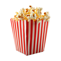 ai généré pop corn dans rayé boîte isolé sur transparent Contexte png