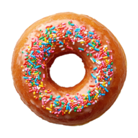 ai gegenereerd donut met hagelslag geïsoleerd Aan transparant achtergrond png