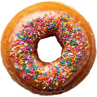 ai gegenereerd donut met hagelslag geïsoleerd Aan transparant achtergrond png