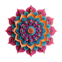 AI generated colorful mandala with a circular design on a transparent background png