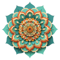AI generated colorful mandala with a circular design on a transparent background png
