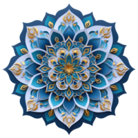 AI generated colorful mandala with a circular design on a transparent background png