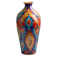 AI generated A beautiful and different vase with different shapes drawn on it png