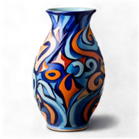 AI generated A beautiful and different vase with different shapes drawn on it png