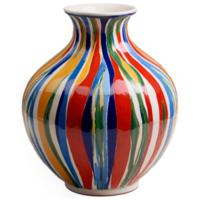 AI generated A beautiful and different vase with different shapes drawn on it png