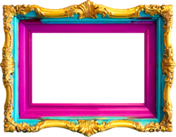 AI generated a colorful frame with gold trim on a transparent background png