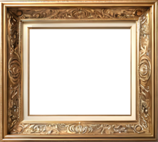 AI generated gold frame with ornate design on transparent background png
