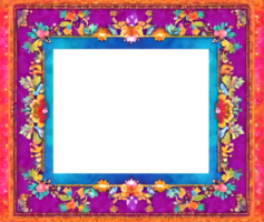 AI generated a colorful frame with flowers and leaves png