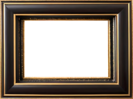 AI generated an empty frame with gold trim on a transparent background png